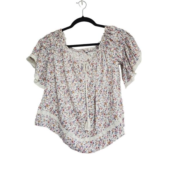 American Eagle top white floral print Boho Cottagecore S - Picture 1 of 5